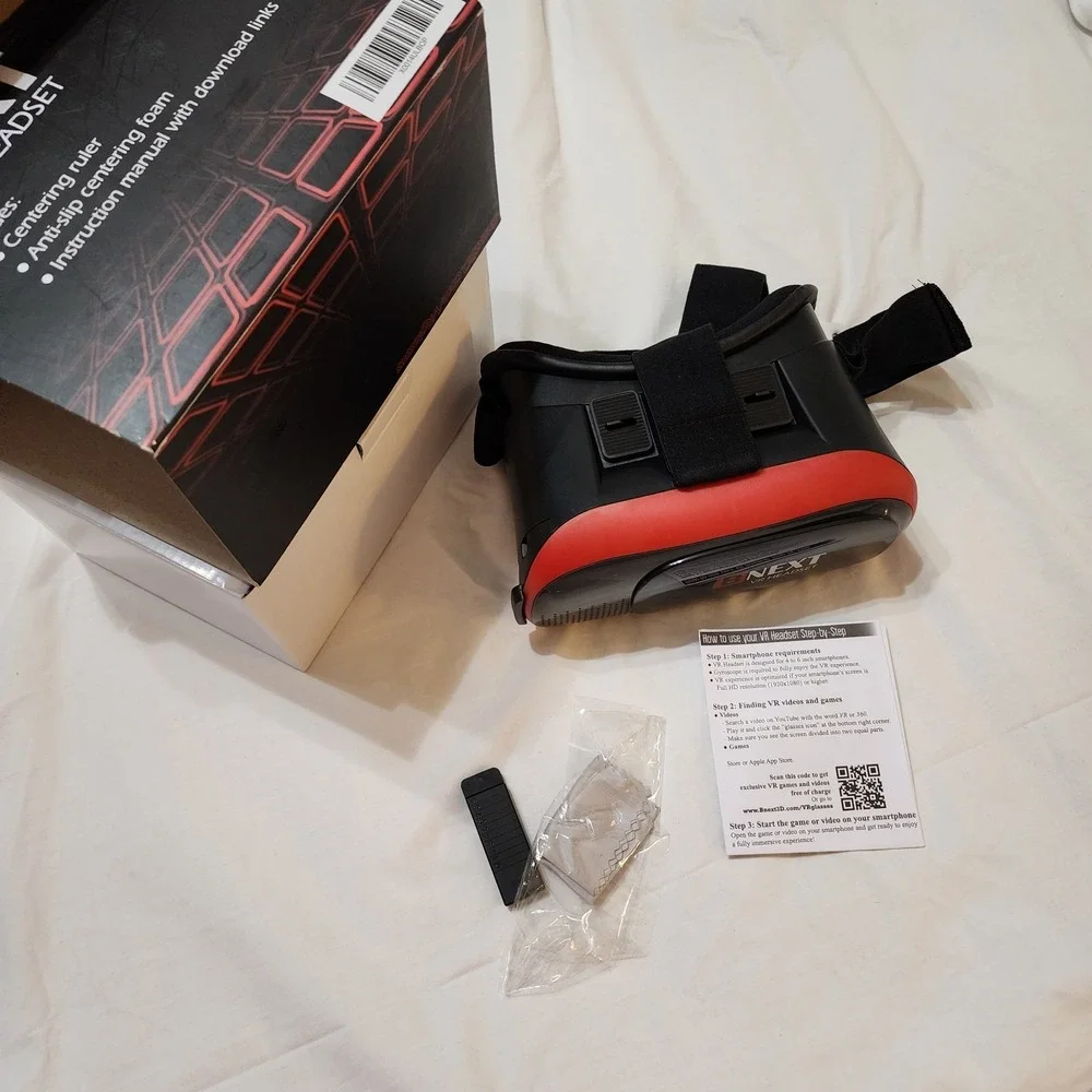BNEXT VR‎ Headset - Universal Virtual Reality Goggles - iPhone & Android Red EUC